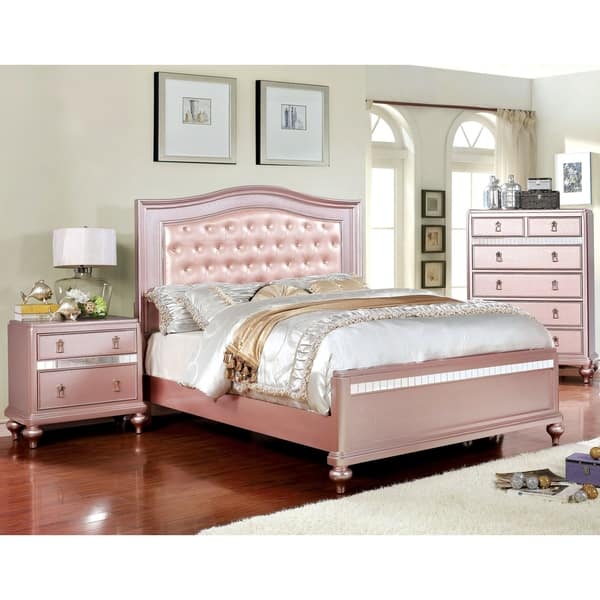 Shop Silver Orchid Gibson Rose Gold Button Tufted Bed Free