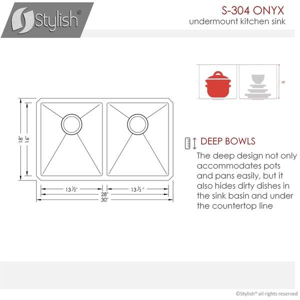 Shop 30 Inch Undermount Kitchen Sink 50 50 Double Bowl 16 Gauge