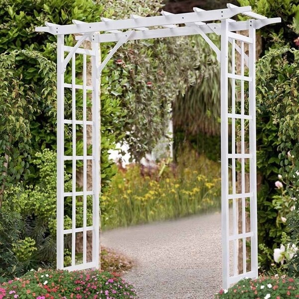 Sunjoy Wood Arbor White Outdoor Pergola