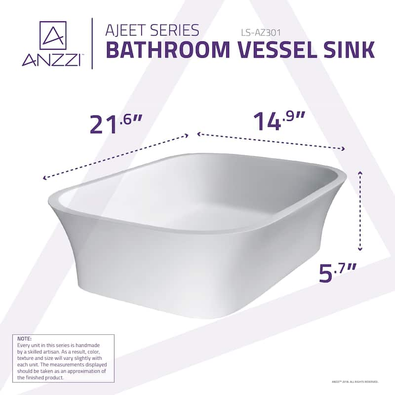 ANZZI Ajeet Man Made Stone Vessel Sink in White