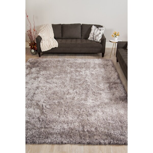 Plush Shag Cozy Light Gray Rug (3'x5') - 3' x 5'