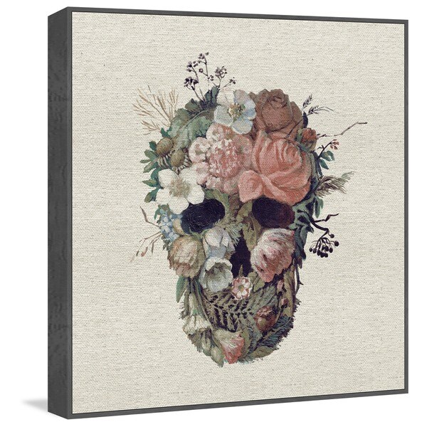 Marmont Hill - Handmade Floral Skull III Floater Framed Print on Canvas