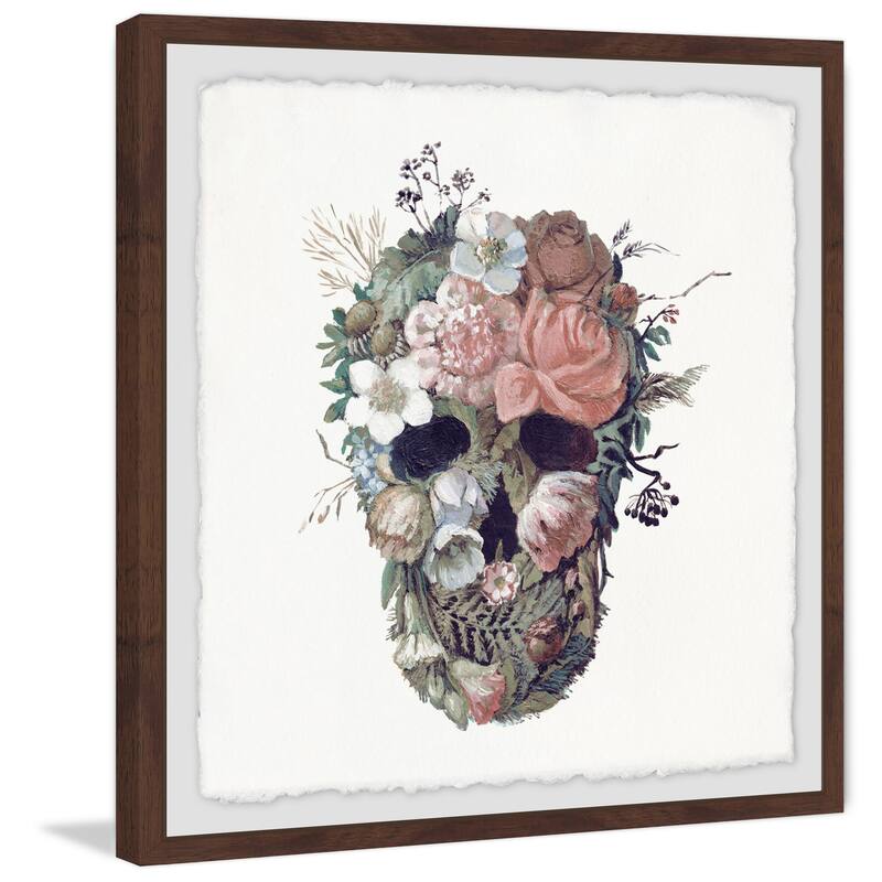 'Floral Skull II' Framed Painting Print - Multi-Color