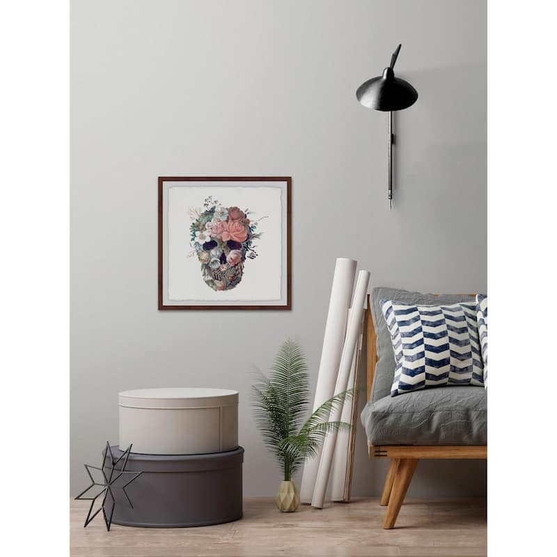 'Floral Skull II' Framed Painting Print - Multi-Color