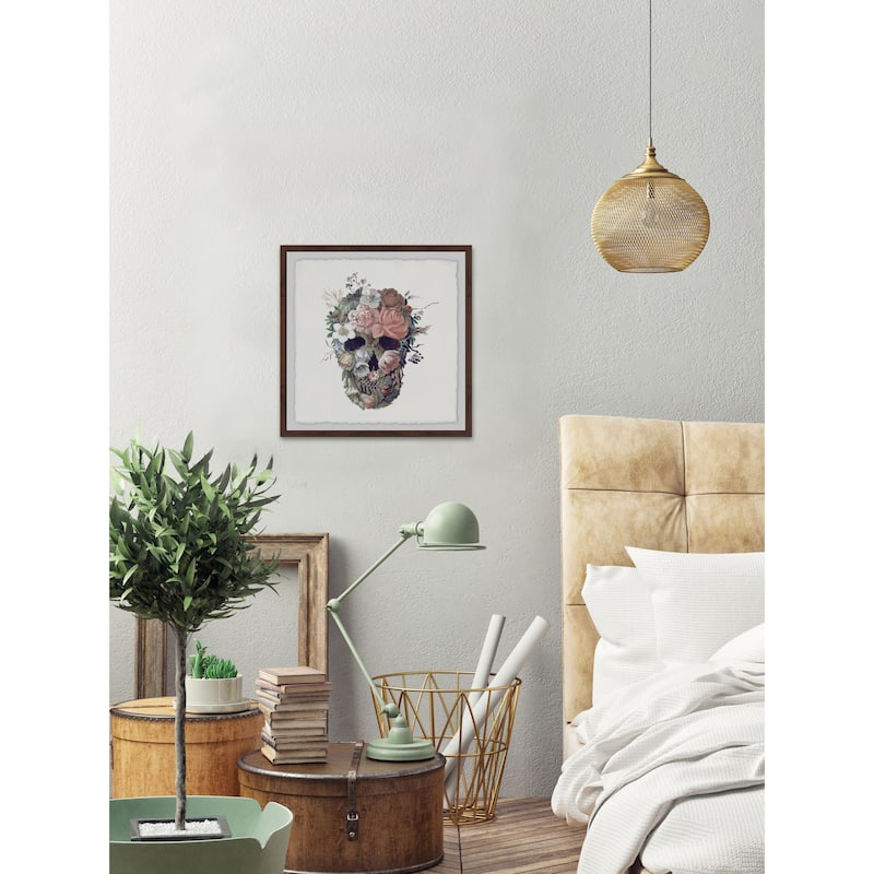 'Floral Skull II' Framed Painting Print - Multi-Color