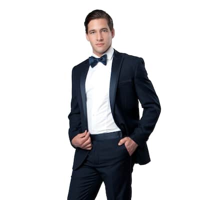 Mens Tuxedo 2 Pieces Satin Peak Lapel Slim Fit Tuxedo Suit