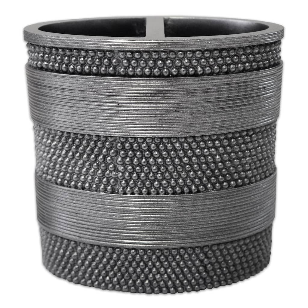 Circle Dot Silver Toothbrush Holder