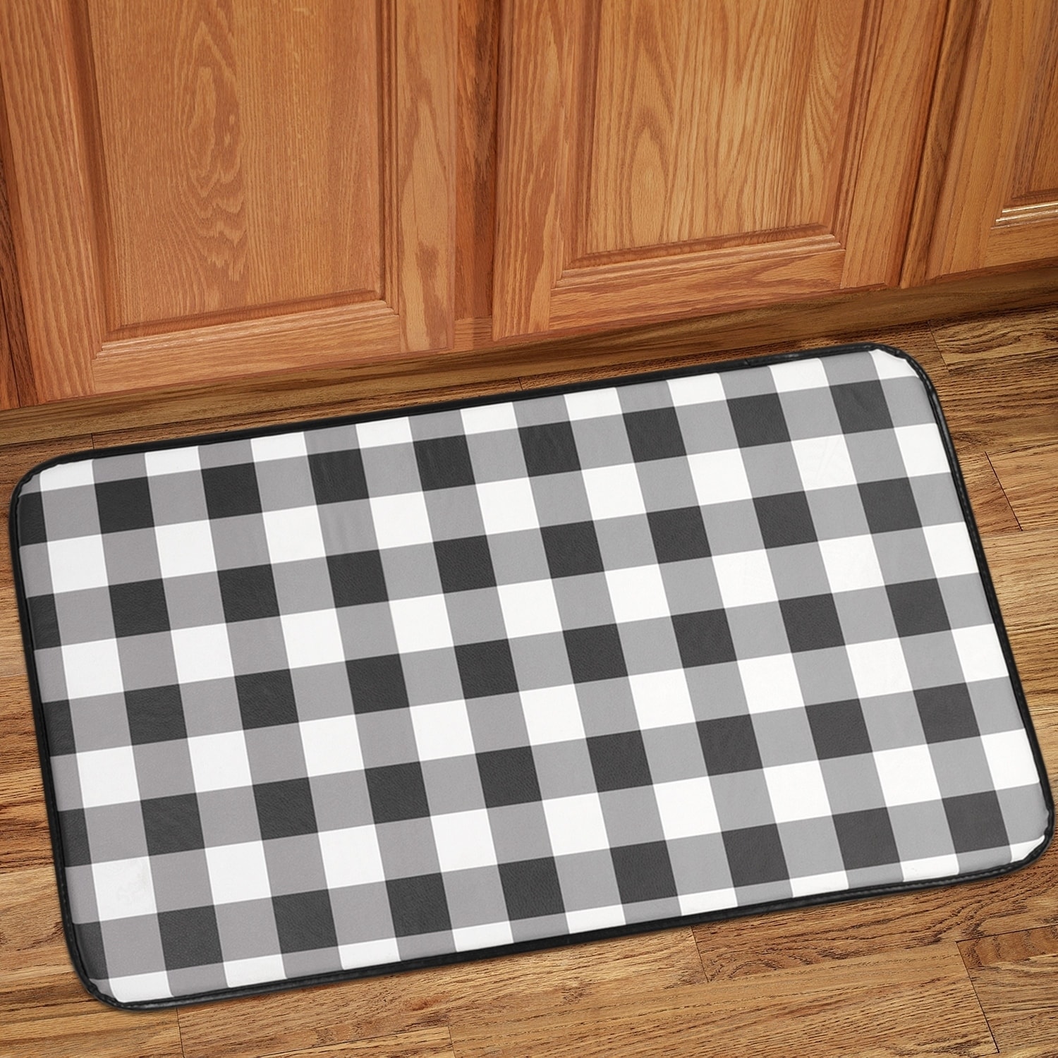 Shop Black Friday Deals On Buffalo Check Printed Anti Fatigue Kitchen Mat 18x30 Black White 18x30 Overstock 19977635