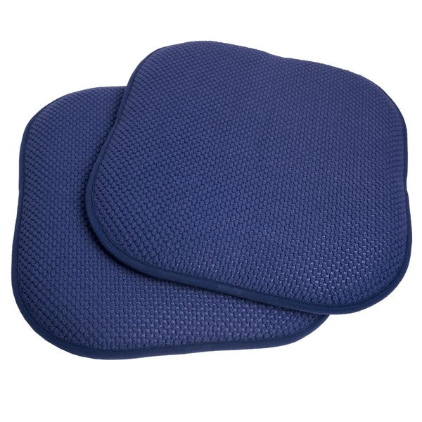 Memory Foam Chair Pad/Seat Cushion with Non-Slip Backing (16"x16") Navy