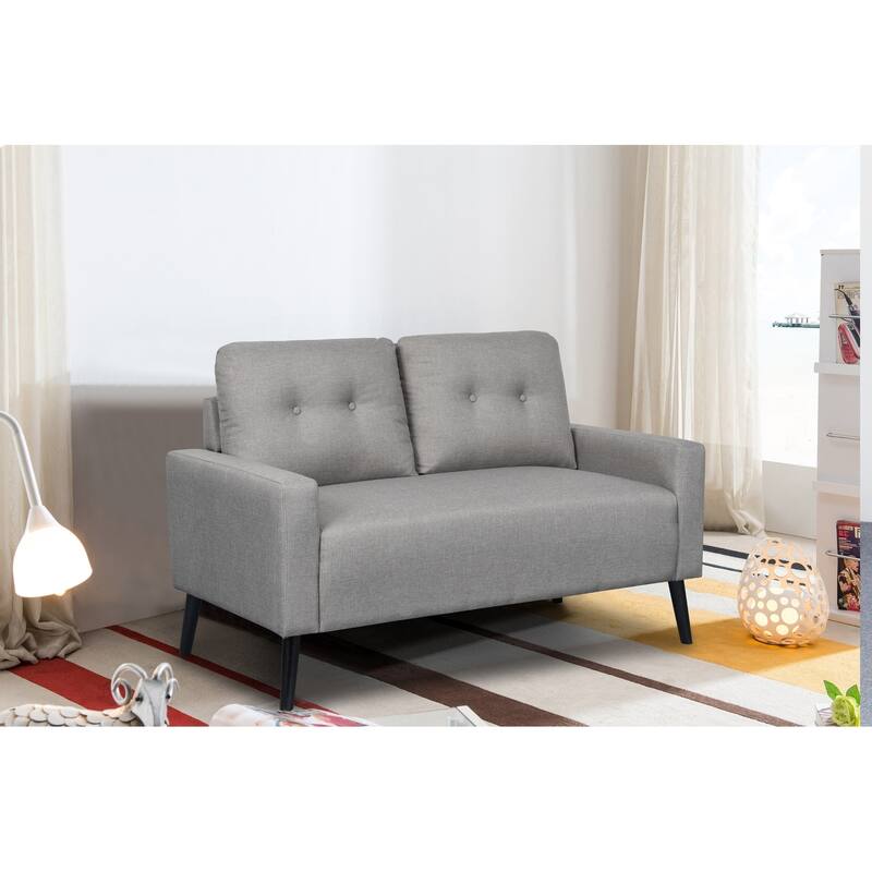 Amelia Tufted Back Mid-Century Loveseat - Brown