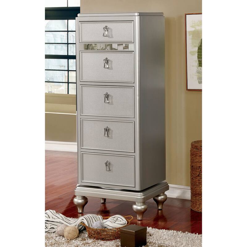 Dzhebel I Transitional Solid Wood 5-Drawer Swivel Chest by Copper Grove