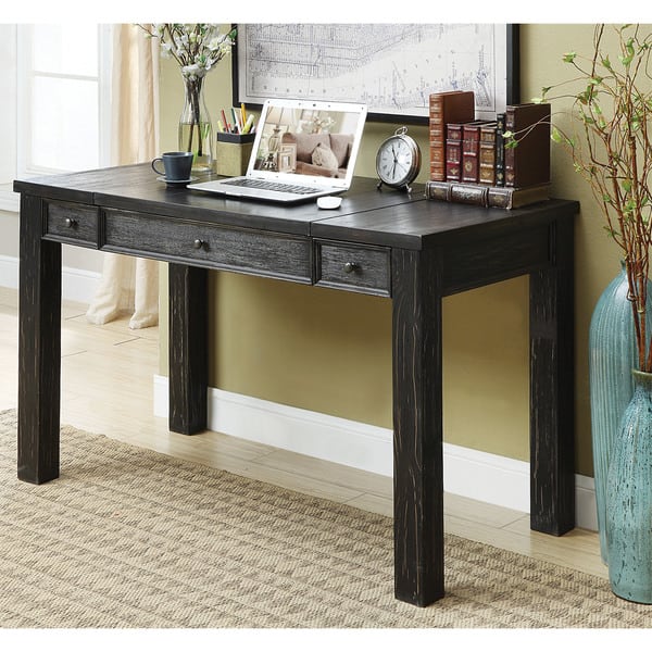 Shop Furniture Of America Lon Rustic Black 52 Inch Solid Wood