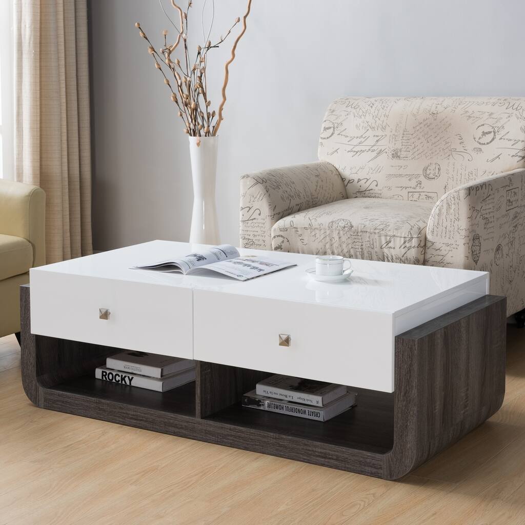 Furniture of America Zilo Modern White 2-drawer Coffee Table