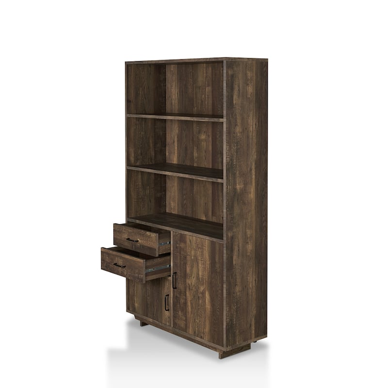 Jart Country Oak Multi-storage Bookshelf with Drawers by Furniture of America