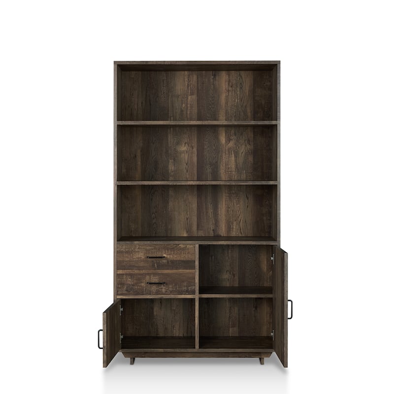 Jart Country Oak Multi-storage Bookshelf with Drawers by Furniture of America