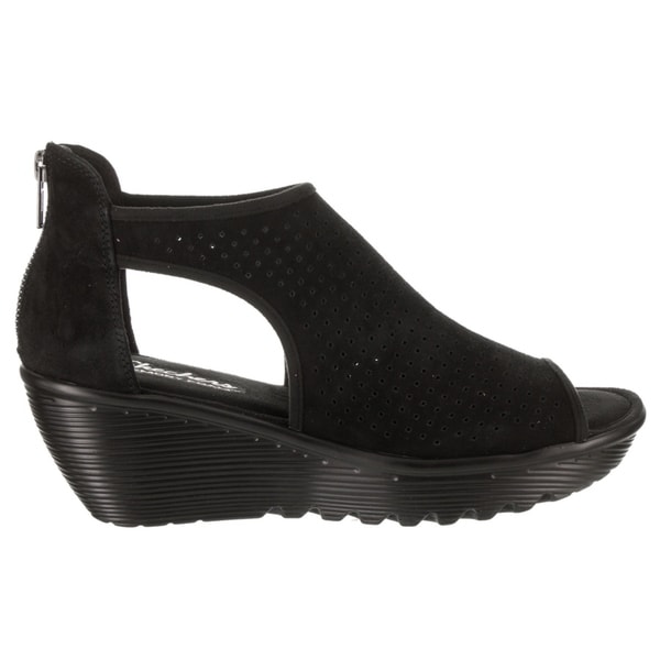 skechers black wedge sandals