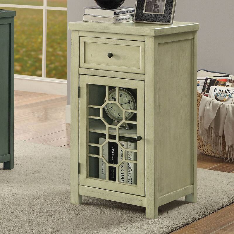 Emma Transitional 18-inch Solid Wood 1-Drawer Side Table by Furniture of America - Antique White