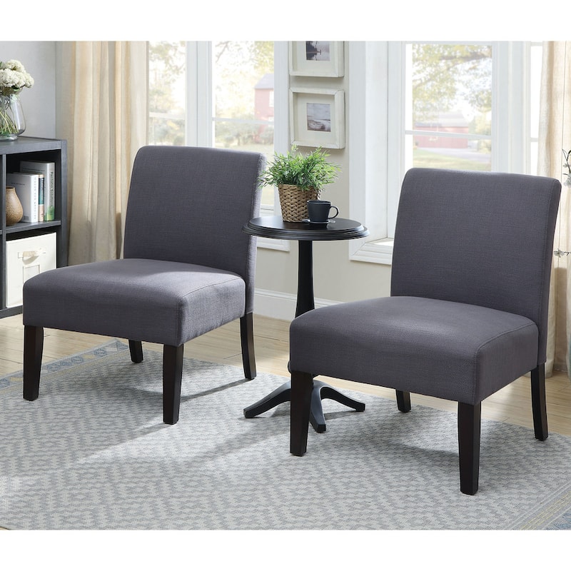 Tina Transitional Grey Fabric Upholstered 3-piece Accent Table and Chair Set by Furniture of America