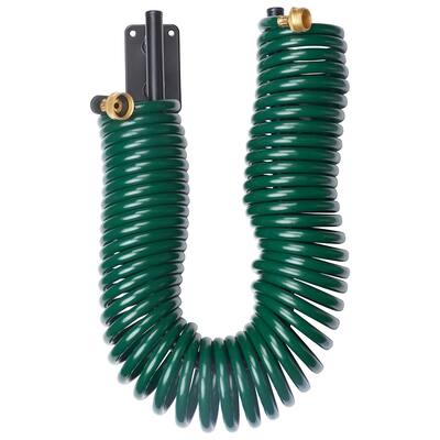 Melnor Coil Garden Hose with All Brass Connectors and Storage Rack, Extends up to 50 Feet