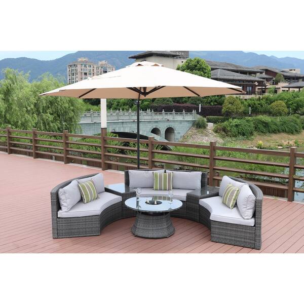 Shop Black Friday Deals On Half Moon 6 Piece Curved Wicker Patio Furniture Set By Direct Wicker Without Umbrella Overstock 19983522