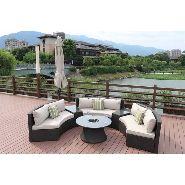 Shop Black Friday Deals On Half Moon 6 Piece Curved Wicker Patio Furniture Set By Direct Wicker Without Umbrella Overstock 19983522