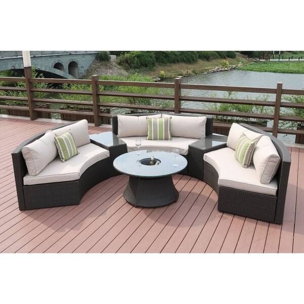 Shop Black Friday Deals On Half Moon 6 Piece Curved Wicker Patio Furniture Set By Direct Wicker Without Umbrella Overstock 19983522