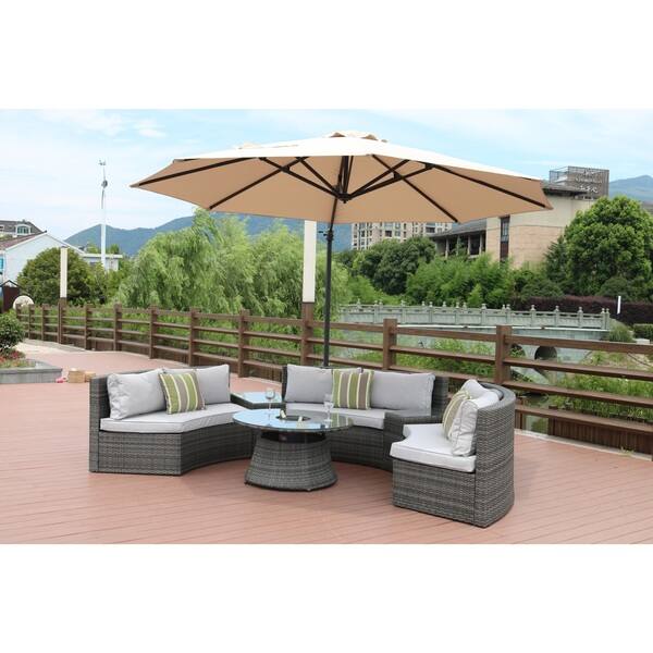 Shop Half Moon 6 Piece Curved Wicker Patio Furniture Set By Direct Wicker Without Umbrella Overstock 19983522