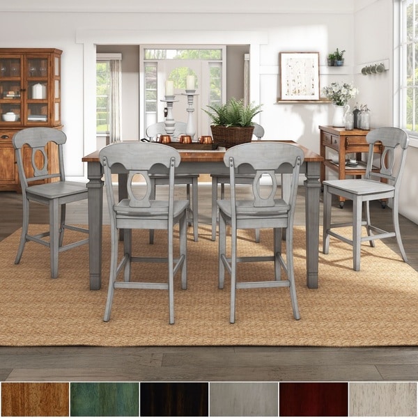 Elena Antique Grey Extendable Counter Height Dining Set - Napoleon Back by iNSPIRE Q Classic