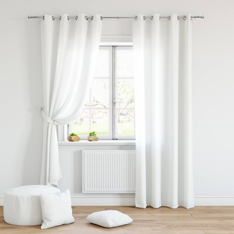 Chicology Curtain Rod, Modern Industrial Design Half Ball Finial, Satin Nickel - Tubal