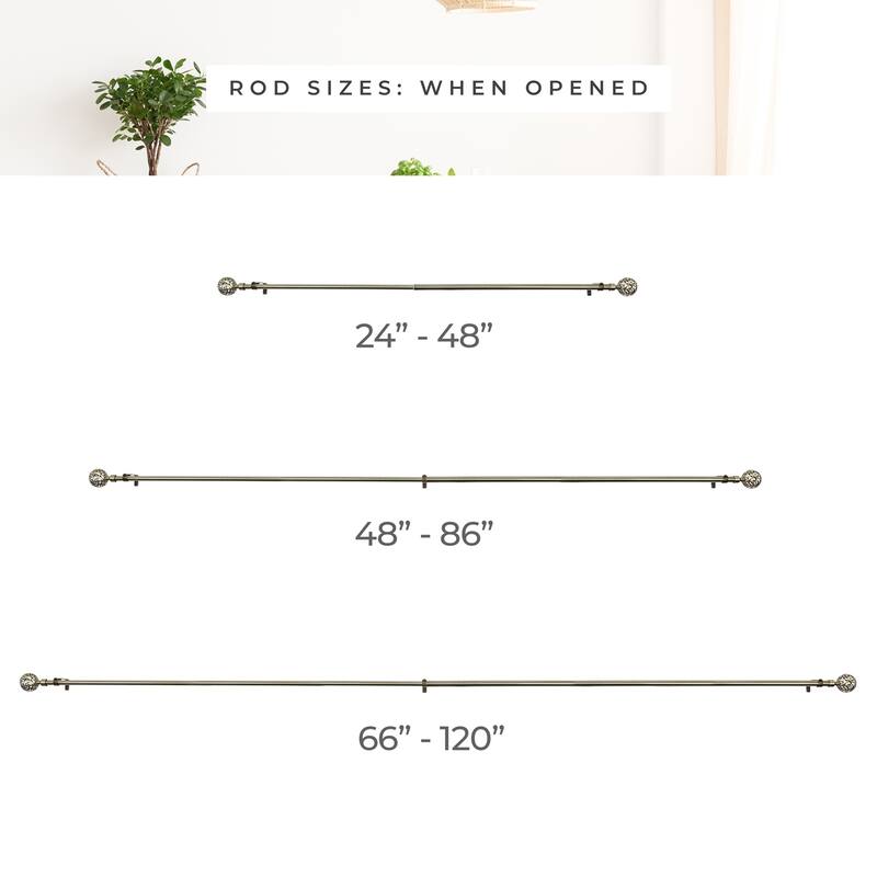 Chicology Curtain Rod, Art Deco Cage Finial, Antique Brass - Clare