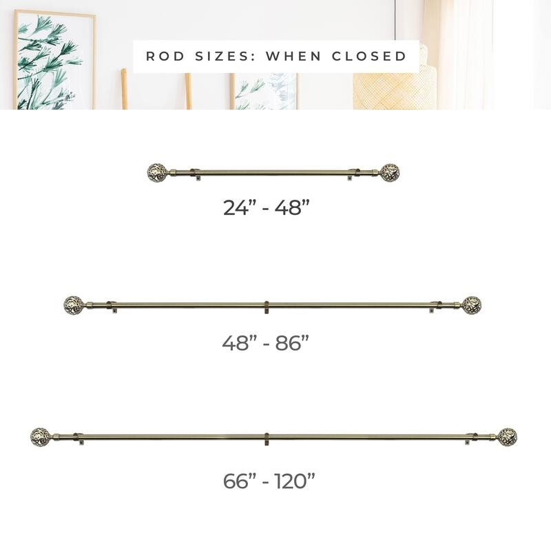 Chicology Curtain Rod, Art Deco Cage Finial, Antique Brass - Clare