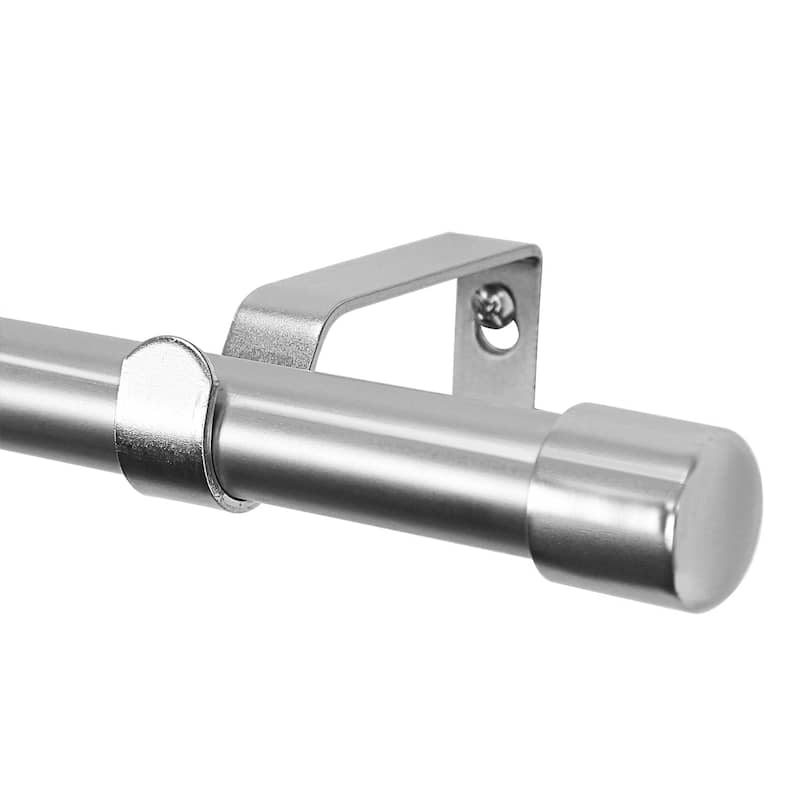 Chicology Curtain Rod, Modern Industrial Design End Cap Finial, Satin Nickel - Ellis