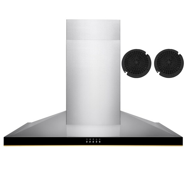 Golden Vantage RH0189 36" Stainless Steel Wall Mount Range Hood Push Button Control Aluminum Mesh Filter