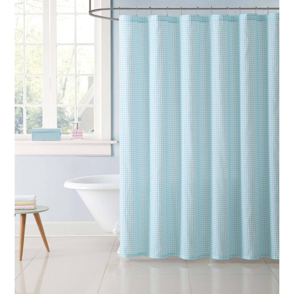 My World Printed Gingham Shower Curtain