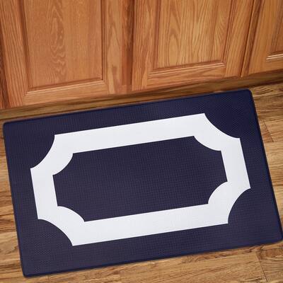Navy Printed Anti-Fatigue Kitchen Mat (18"x30") Navy/White