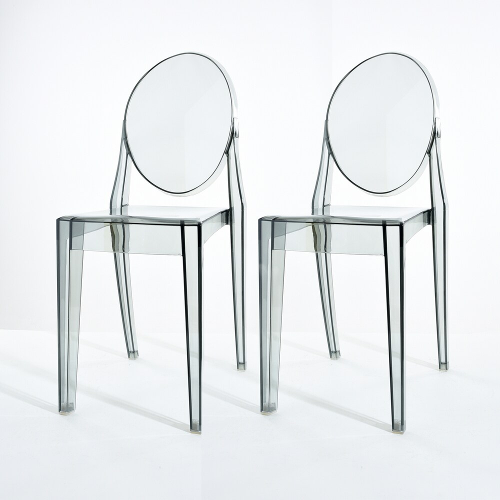 Warehouse of Tiffany Lavis Modern Transparent Smoked Grey Acrylic Dining Chair (Set of 2) (Acrylic Dining Chair Transparent Smoked Gray)