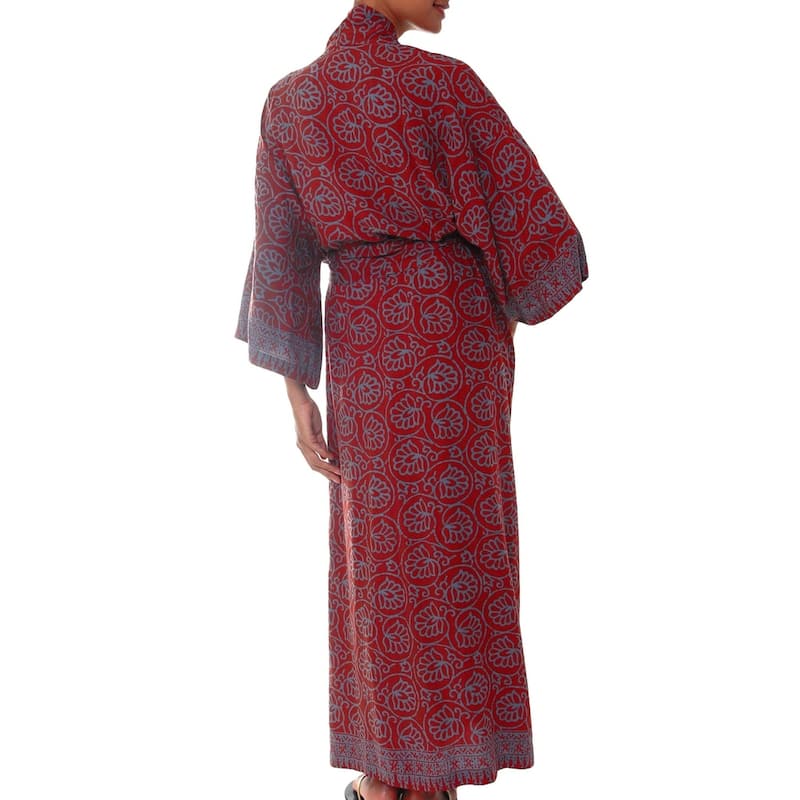 NOVICA Handmade Rayon Morning Aster Robe (Indonesia)
