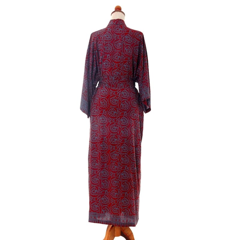 NOVICA Handmade Rayon Morning Aster Robe (Indonesia)