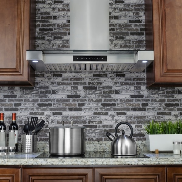 Golden Vantage RH0243 30" Stainless Steel Wall Mount Range Hood Touch Screen Display Baffle Filter