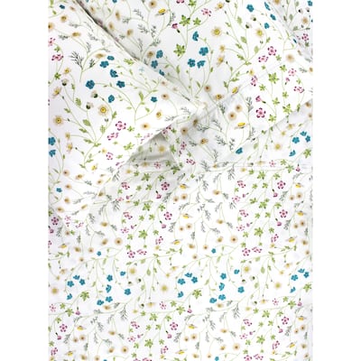 Printed Design Cotton Collection 400 Thread Count Wildflower Bed Sheet Set
