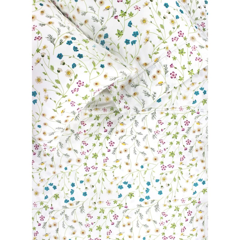 Printed Design Cotton Collection 400 Thread Count Wildflower Bed Sheet Set
