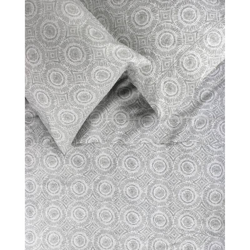 Printed Design Cotton Collection 400 TC Grey Medallion Sheet Set
