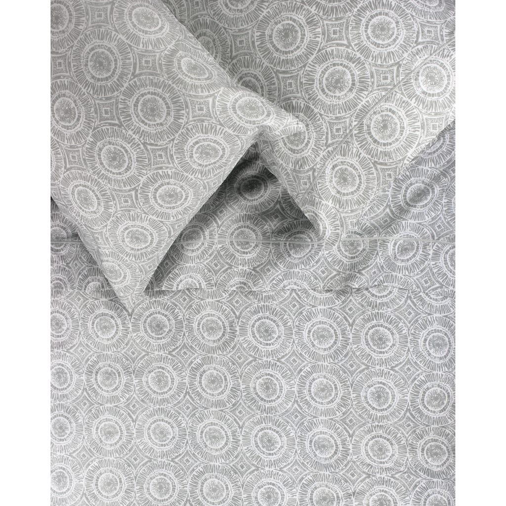 Printed Design Cotton Collection 400 TC Grey Medallion Sheet Set