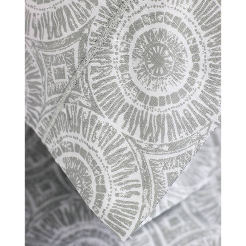 Printed Design Cotton Collection 400 TC Grey Medallion Sheet Set