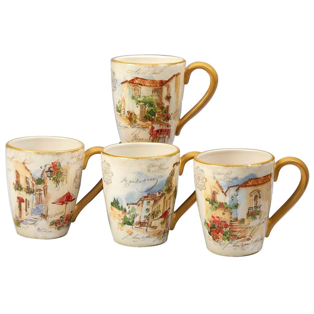 Certified International Piazzette 22-ounce Mugs (Set of 4) - Overstock -  19985336