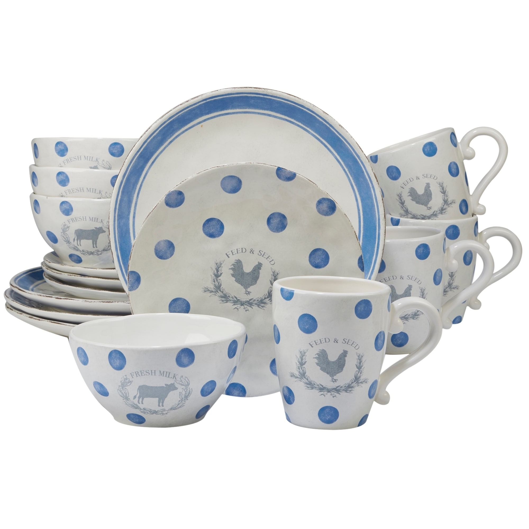 Certified International Farmhouse 16 pc Dinnerware Set, Multicolored, 10.75  Inches, Service for 4