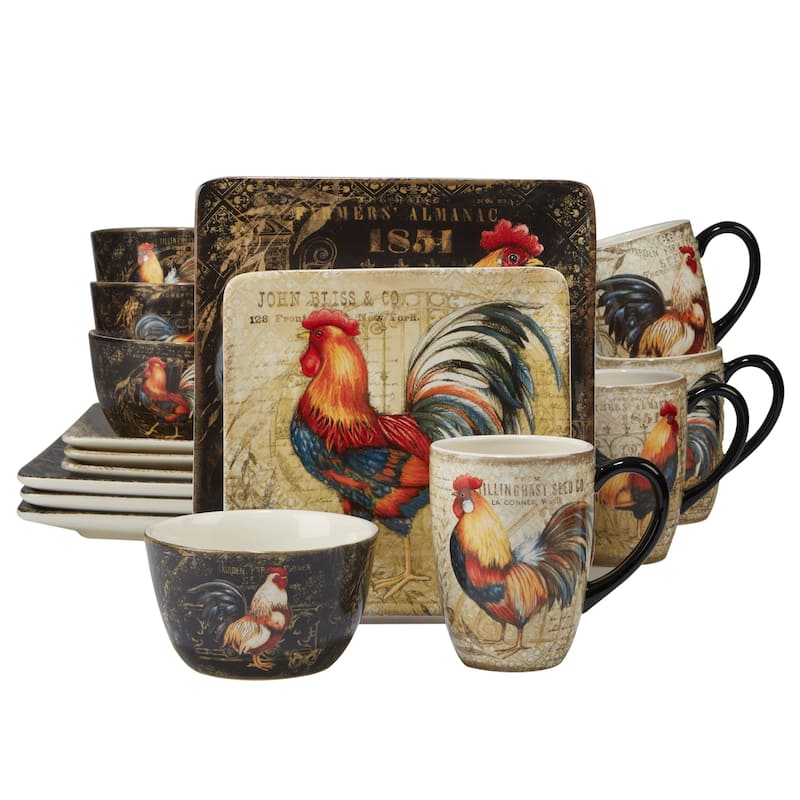 Certified International Gilded Rooster 16-piece Dinnerware Set