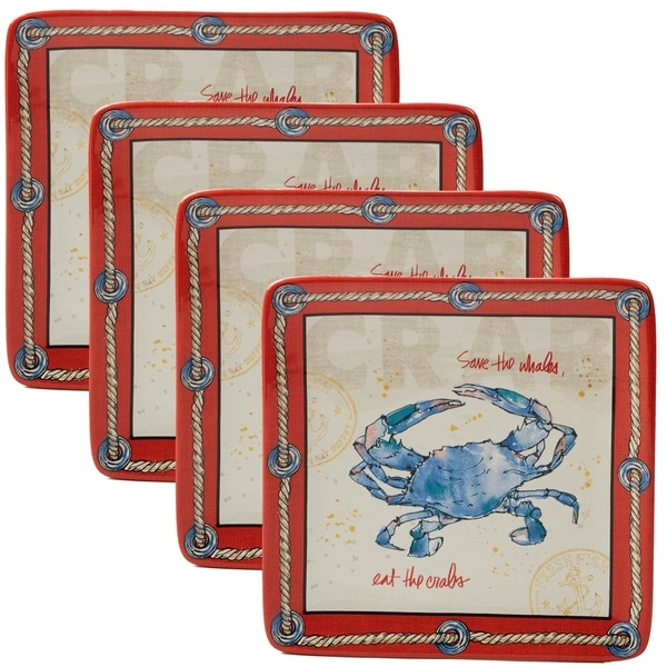 Certified International Coastal Life Crab Dessert Plates (Set of 4)