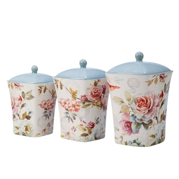 slide 1 of 1, Certified International Beautiful Romance 3-piece Canister Set