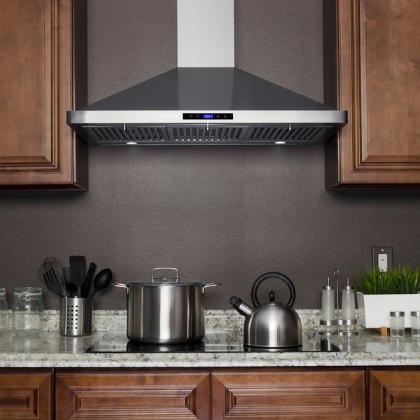 Shop Golden Vantage Rh0285 36 In Kitchen Wall Mount Range Hood In Stainless Steel With Leds And Touch Control Overstock 19985526